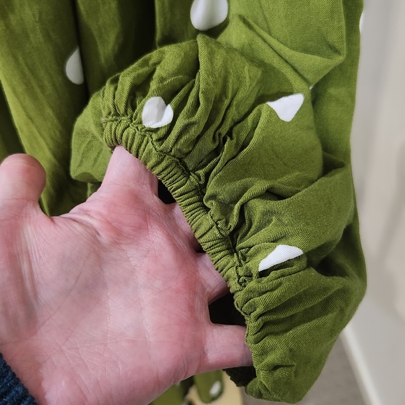 Bohemian Traders Green with White Poka Dot Dress/Size Large - Picture 3 of 10